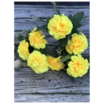 Generic Artificial Flowers Bunch Bouquet Of 5 Marigold Genda Flowers For Home Decoration (Color: Yellow, Material: Silk Polyester) - Image 2