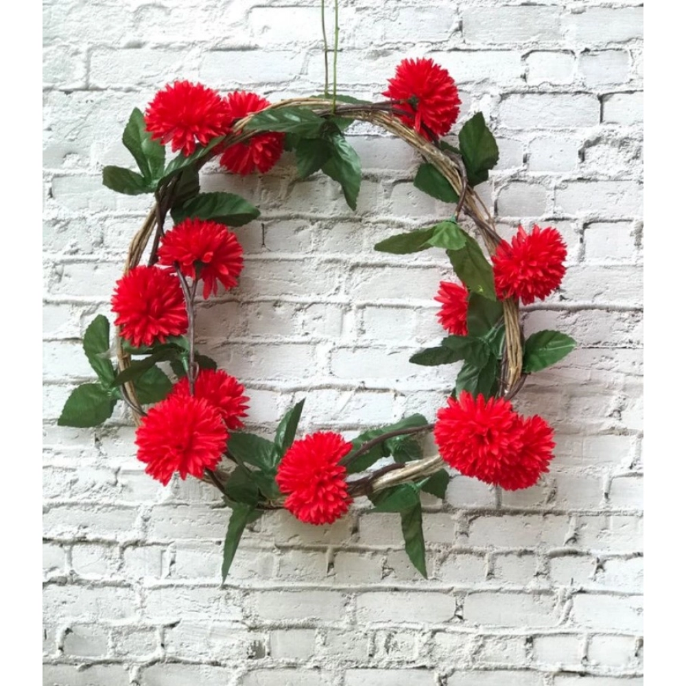 51853659731_7ce36a0134_o_d-1000x1000-1.webp Generic Artificial Red Chrysanthemum Dahlia Flower Vine Creeper With Big Green Leaves For Home Decoraton (Color: Red, Material: Silk Polyester) - Image 1