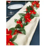 Generic Artificial Lily Flower Vine Creeper With Big Green Leaves And 22 Lily Flowers For Home Decoraton (Color: Red, Material: Silk Polyester) - Image 2