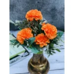 Generic Artificial Flowers Bunch Bouquet Of 5 Marigold Genda Flowers For Home Decoration (Color: Yellow, Material: Silk Polyester)