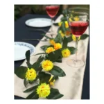 Generic Artificial Yellow Marigold Genda Flower Vine Creeper With Big Green Leaves For Home Decoration (Color: Yellow, Material: Silk Polyester) - Image 2