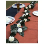 Generic Artificial White Marigold Genda Flower Vine Creeper With Big Green Leaves For Home Decoration (Color: White, Material: Silk Polyester)