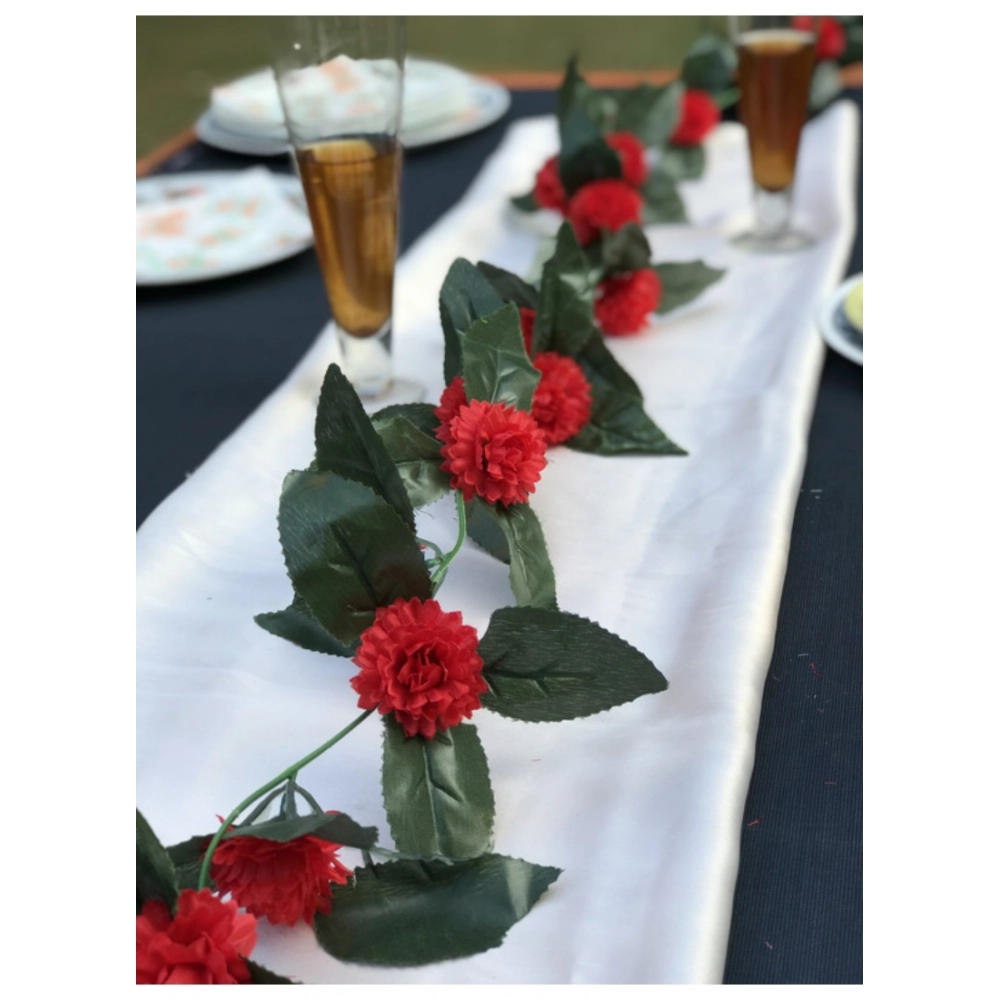 51853990709_cf0b14081a_o_d-1000x1000-1.webp Generic Artificial Red Marigold Genda Flower Vine Creeper With Big Green Leaves For Home Decoration (Color: Red, Material: Silk Polyester) - Image 1