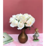 Generic Artificial Rose Flowers Bunch Bouquet Of 13 Roses For Home Decoration (Color: Cream, Material: Silk Polyester) - Image 2