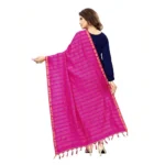Generic Women's Cotton Jari Woven Work Dupatta (Pink, Length:2-2.4 mtr) - Image 2