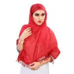 Generic Women's Cotton Silk Strips Printed Dupatta (Red, Length:2-2.4 mtr) - Image 2