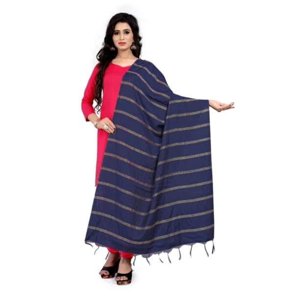 Blue Cotton Jari Work Dupatta