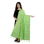Generic Women's Cotton Jari Woven Work Dupatta (Parrot Green, Length:2-2.4 mtr)