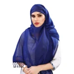 Cotton Silk Dupatta Blue - Angle 2