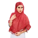 Generic Women's Cotton Silk Strips Printed Dupatta (Maroon, Length:2-2.4 mtr) - Image 2