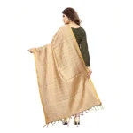 Generic Women's Cotton Jari Woven Work Dupatta (Beige, Length:2-2.4 mtr) - Image 2