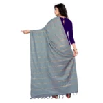 Generic Women's Cotton Jari Woven Work Dupatta (Grey, Length:2-2.4 mtr) - Image 2