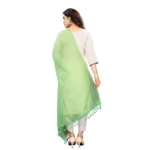 Generic Women's Cotton Silk Strips Printed Dupatta (Parrot Green, Length:2-2.4 mtr) - Image 3