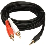 Black 3.5mm Stereo Audio to 2RCA Male Cable 3 Yards