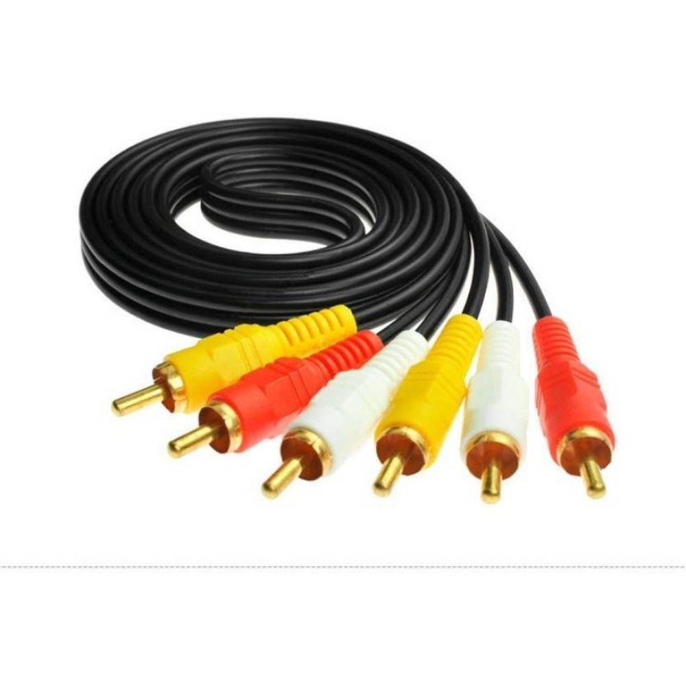 Black 3RCA Male to 3RCA Male Audio Video Cable 1.5 Yards