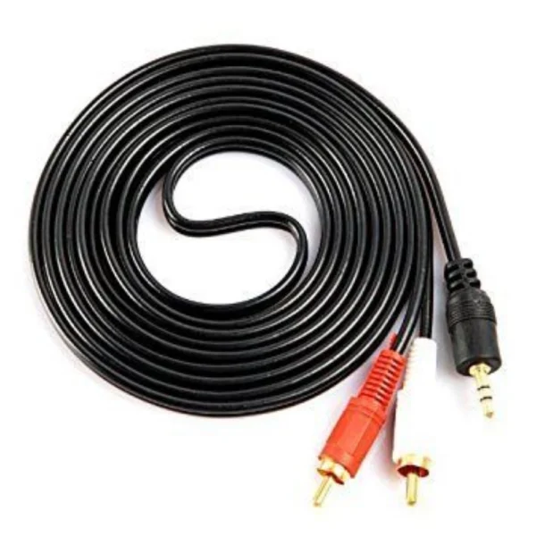 Black 3.5mm Stereo Audio to 2RCA Male Cable 1.5 Yards