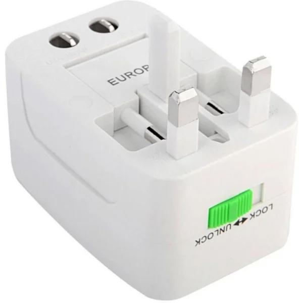 White Universal Travel Adapter with Surge Protection