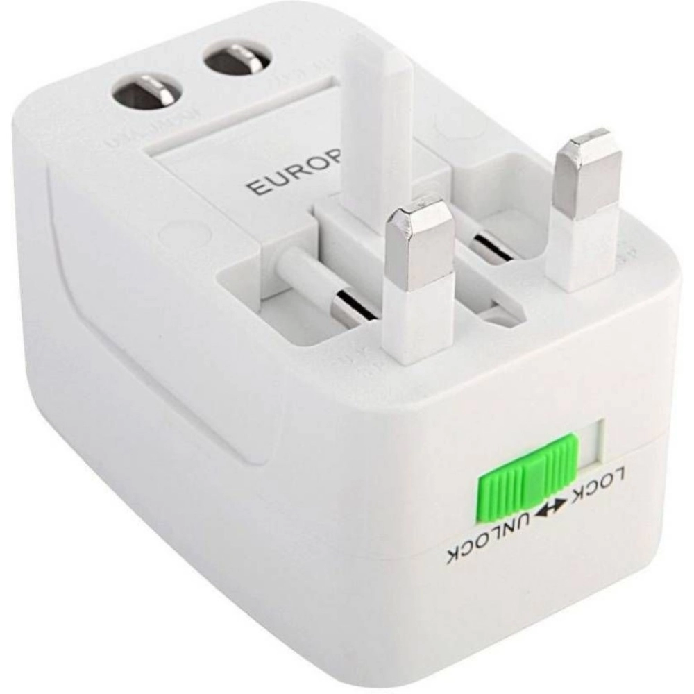 White Universal Travel Adapter with Surge Protection