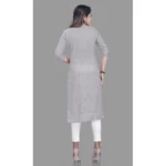 Generic Women's Cotton Straight Kurti (Grey) - Image 2