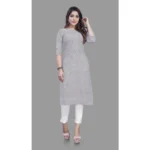 Generic Women's Cotton Straight Kurti (Grey) - Image 7