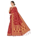 Generic Women's Banarasi Silk Saree With Blouse (Maroon, 5-6Mtrs) - Image 3