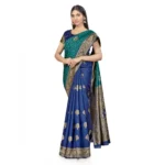 Generic Women's Banarasi Silk Saree With Blouse (Navy Blue, Rama, 5-6Mtrs) - Image 2