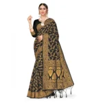Black Banarasi Silk Saree for Women