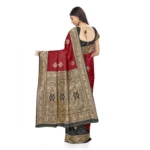 Generic Women's Banarasi Silk Saree With Blouse (Black, Red, 5-6Mtrs) - Image 3
