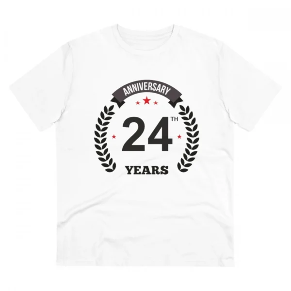 White PC Cotton Men's 24th Anniversary T-Shirt