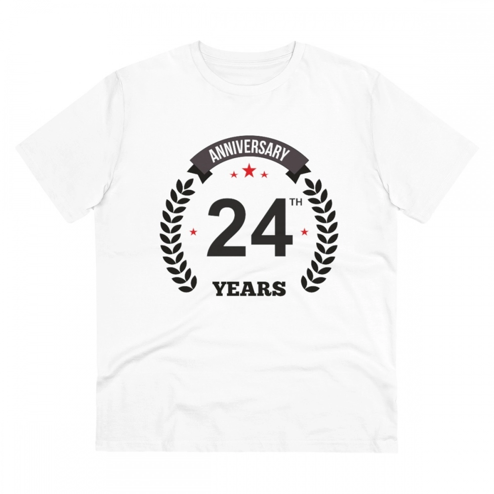 White PC Cotton Men's 24th Anniversary T-Shirt