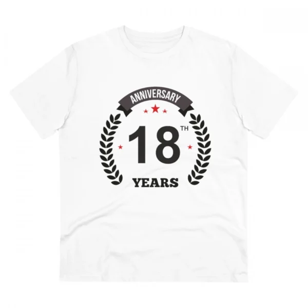 White PC Cotton Men's 18th Anniversary T-Shirt