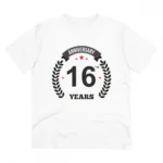 White PC Cotton Men's 16th Anniversary T-Shirt