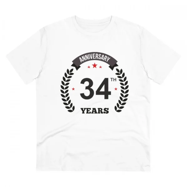 White Men's PC Cotton 34th Anniversary T-Shirt
