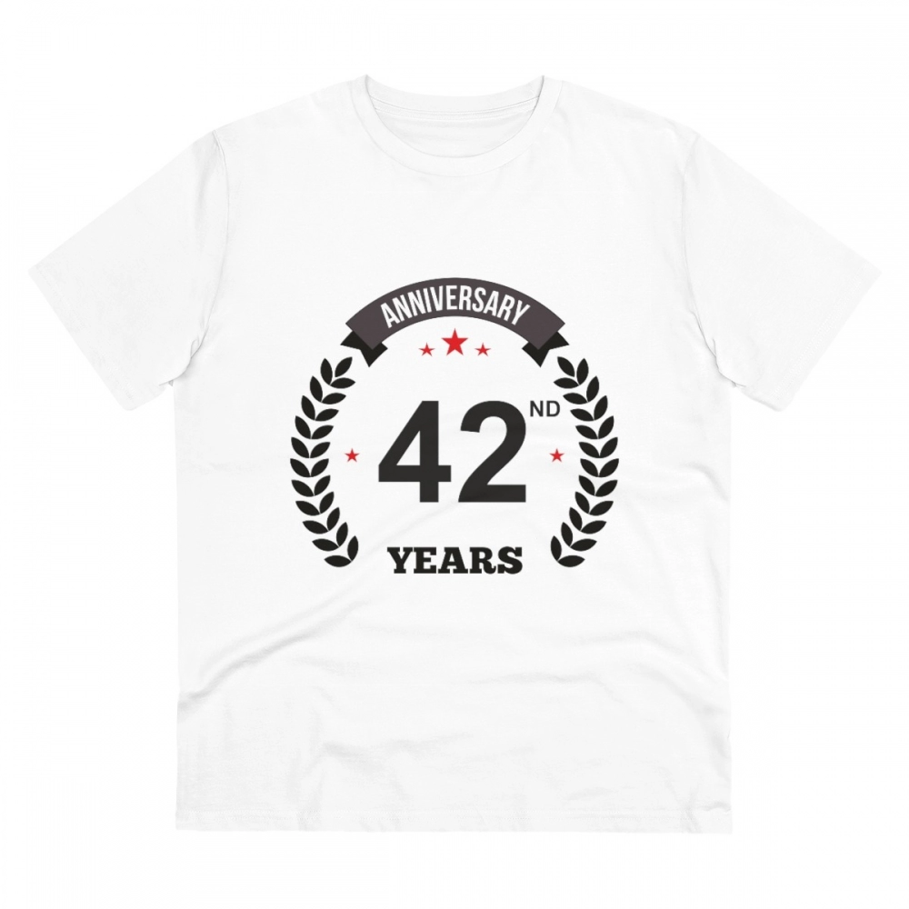 White Men's PC Cotton 42nd Anniversary T-Shirt