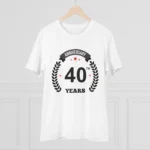 Generic Men's PC Cotton 40th Anniversary Printed T Shirt (Color: White, Thread Count: 180GSM) - Image 3