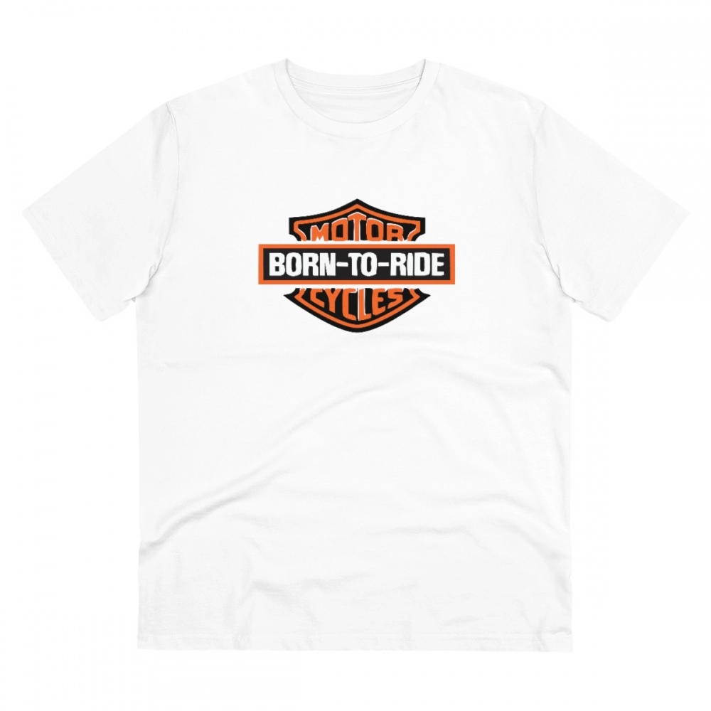 White Men's PC Cotton Bike Ride Design Printed T-Shirt