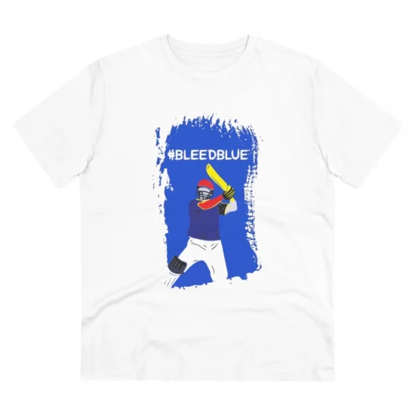 White PC Cotton Men's T-Shirt with Cricket Design Print