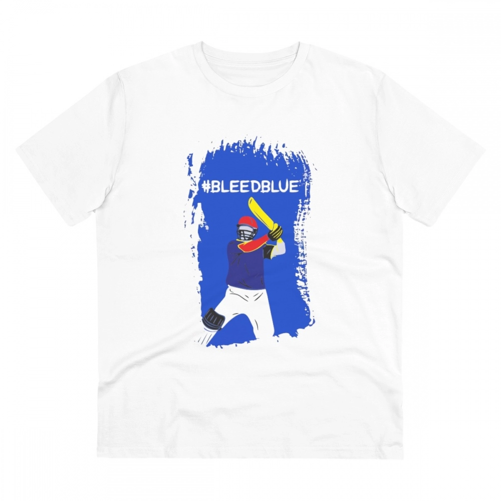 White Men's Printed Cotton T-Shirt