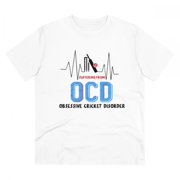 White Men's PC Cotton Cricket Design Printed T-Shirt