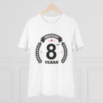 Generic Men's PC Cotton 8th Anniversary Printed T Shirt (Color: White, Thread Count: 180GSM) - Image 3