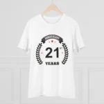 Generic Men's PC Cotton 21st Anniversary Printed T Shirt (Color: White, Thread Count: 180GSM) - Image 3