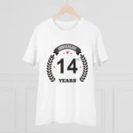 Generic Men's PC Cotton 14th Anniversary Printed T Shirt (Color: White, Thread Count: 180GSM) - Image 3