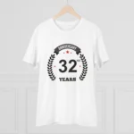 Generic Men's PC Cotton 32nd Anniversary Printed T Shirt (Color: White, Thread Count: 180GSM) - Image 3