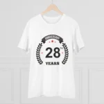 Generic Men's PC Cotton 28th Anniversary Printed T Shirt (Color: White, Thread Count: 180GSM) - Image 3
