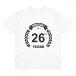 White PC Cotton Men's 26th Anniversary T-Shirt
