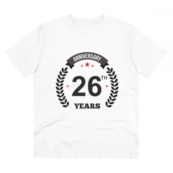 White PC Cotton Men's 26th Anniversary T-Shirt