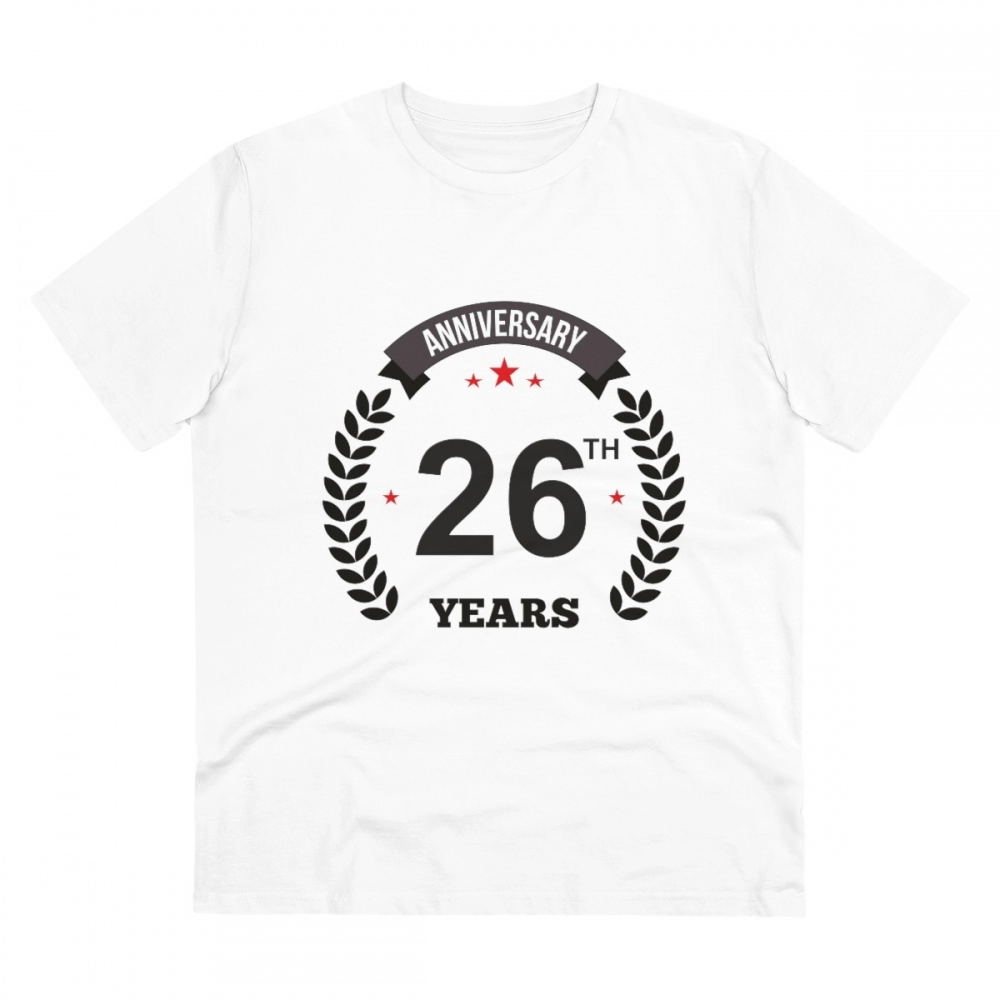White PC Cotton Men's 26th Anniversary T-Shirt