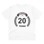White PC Cotton Men's 20th Anniversary T-Shirt
