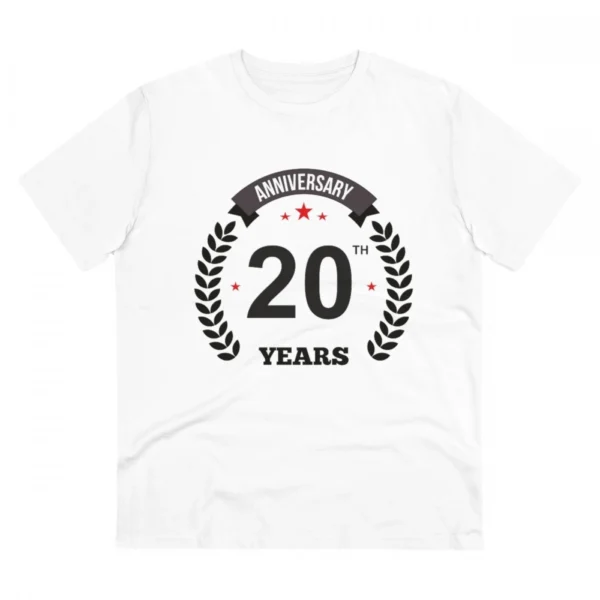 White PC Cotton Men's 20th Anniversary T-Shirt