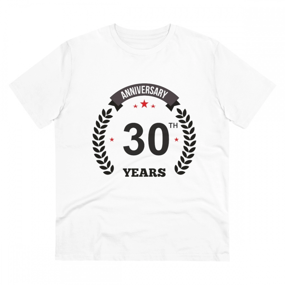 White PC Cotton Men's 30th Anniversary T-Shirt